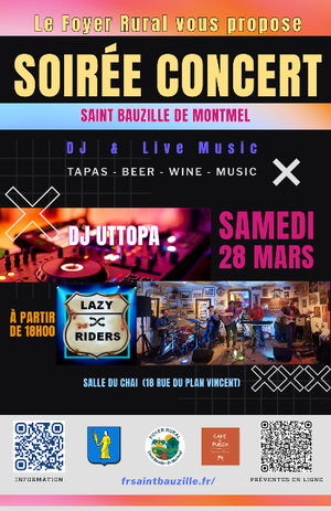 Soirée concert le samedi 28 mars.